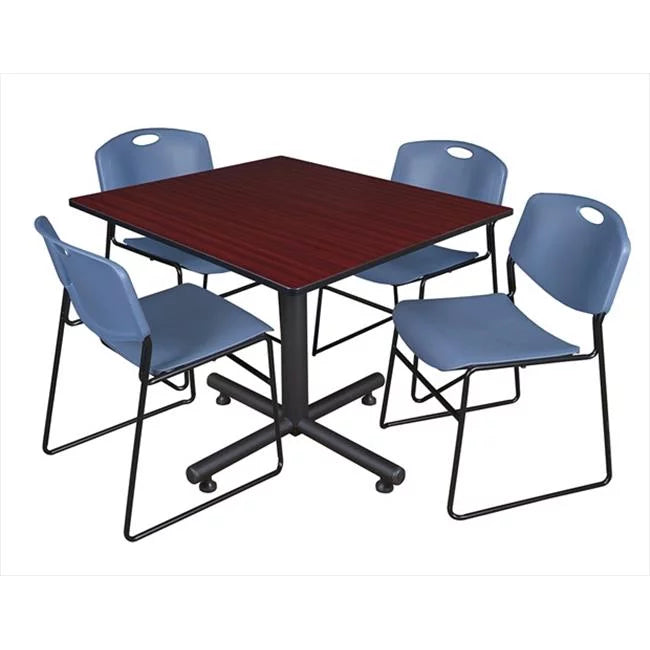 48 In. Square Laminate Table with 4 Stacker Chairs B2317