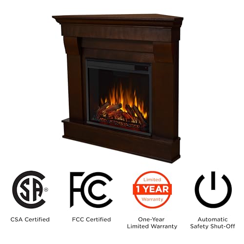 White Corner Electric Fireplace with Mantel O58885