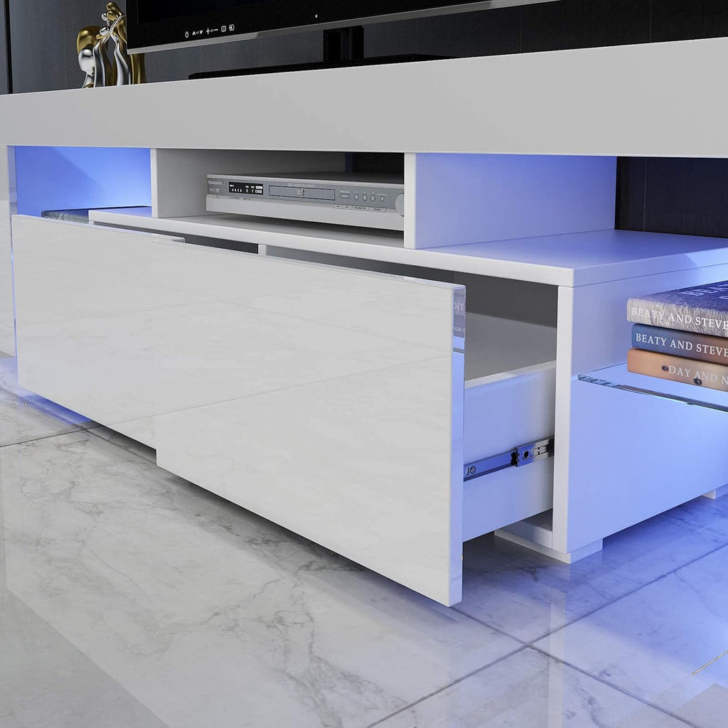 White High Gloss TV Cabinet with Storage and 2 Drawers J34769