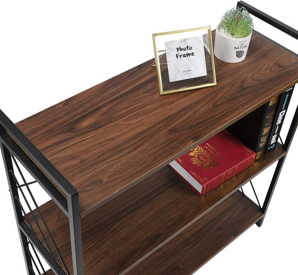 3 Tier Industrial Bookshelf, Walnut I15579