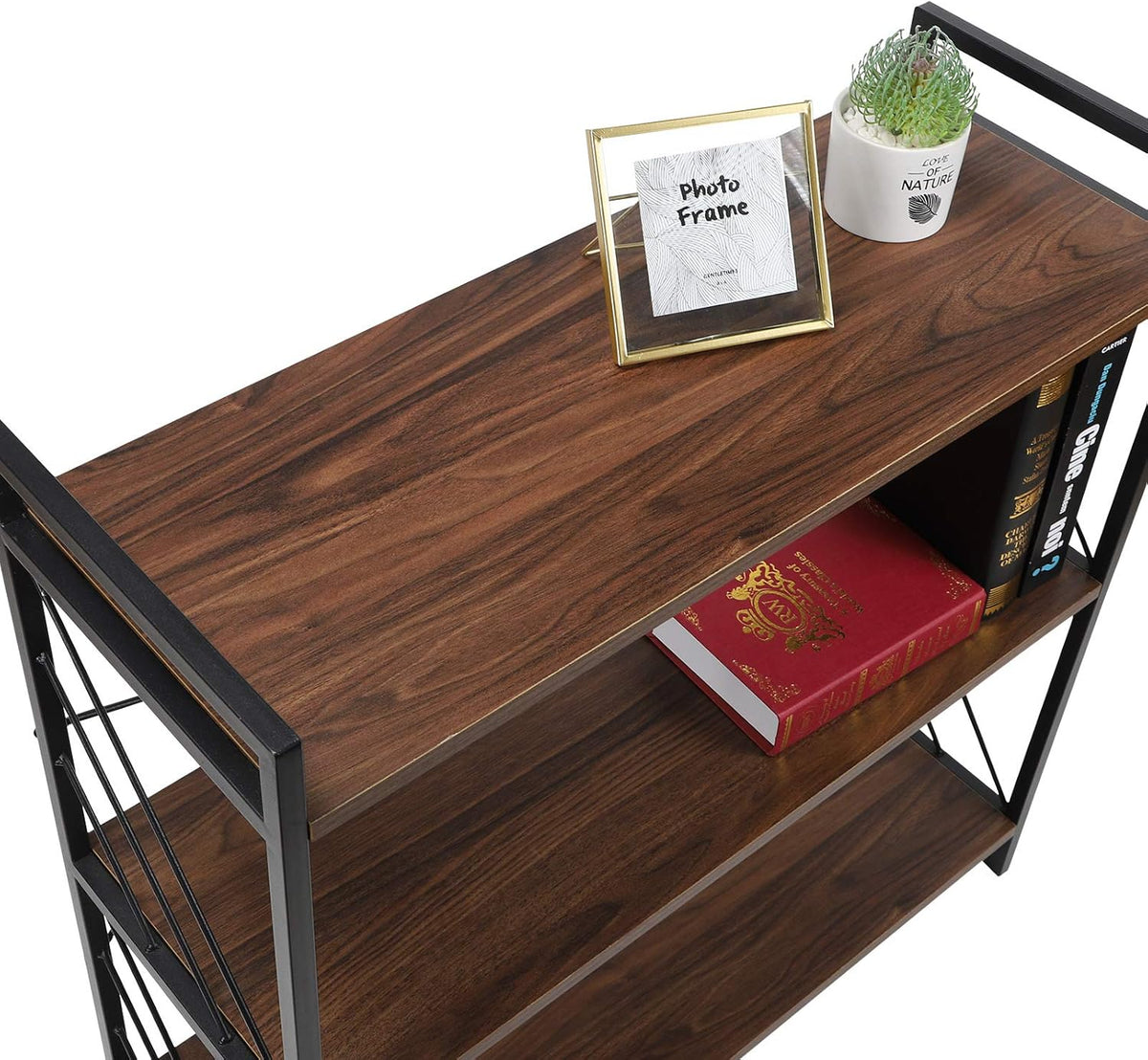 3 Tier Industrial Bookshelf, Walnut I15579