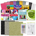 Beginner Bundle Glitter Iron On HTV, Vinyl Sheets, Tool Kit, Pens, eBook G715317