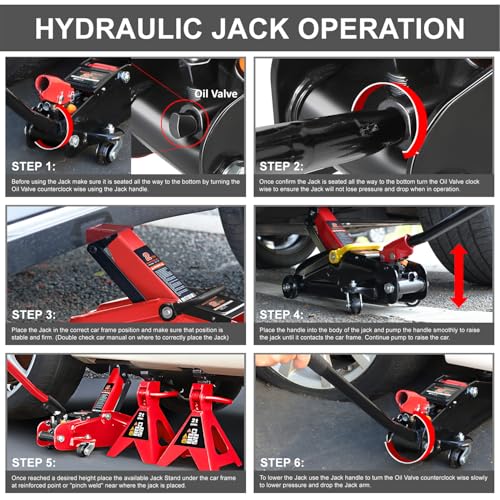 Low Profile Hydraulic Trolley Floor Jack with 2 Ratchet Jack Stands, 2 Ton Capacity G943621