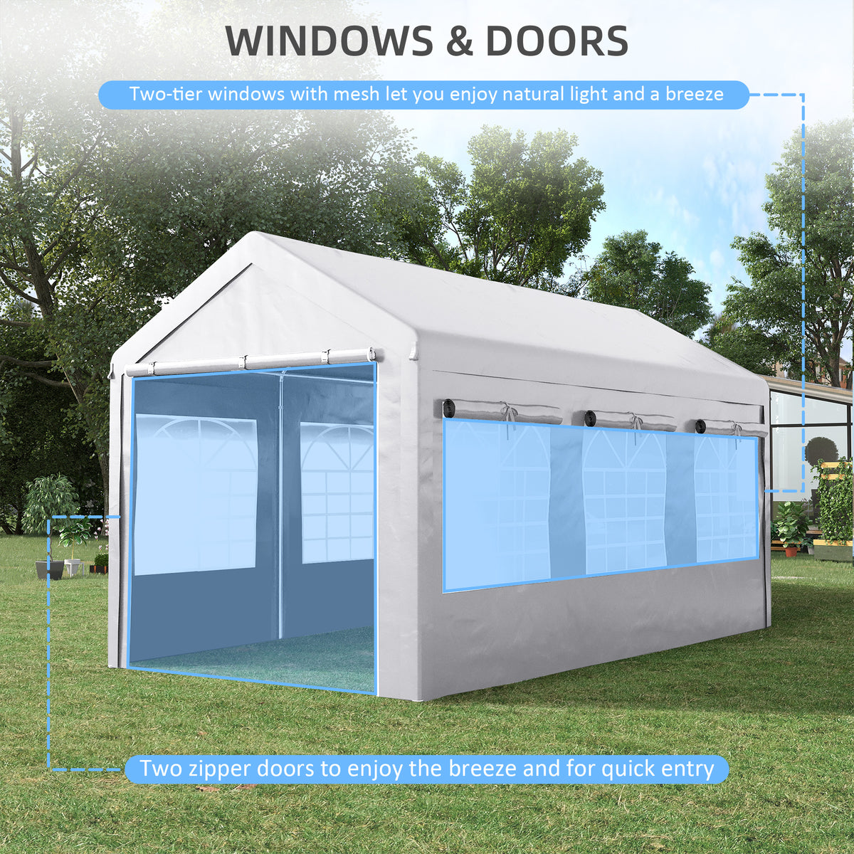10' x 20' Height Adjustable Carport and Party Tent U813041
