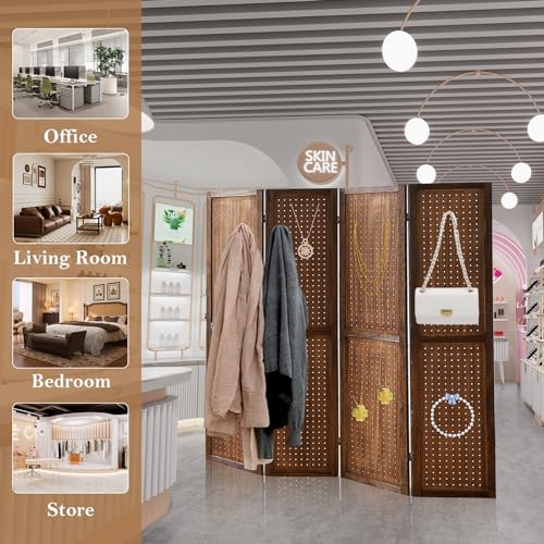 5.6Ft Wooden Pegboard Room Divider S49062