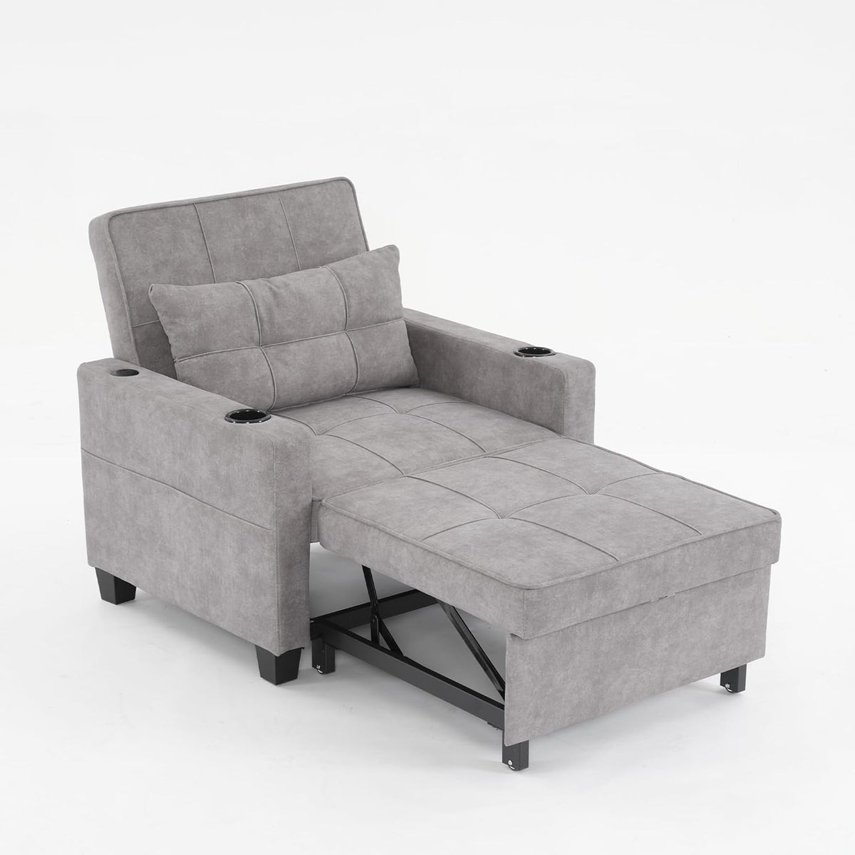 Light Grey 3-in-1 Pull Out Sleeper Chair Bed with USB Ports C8065