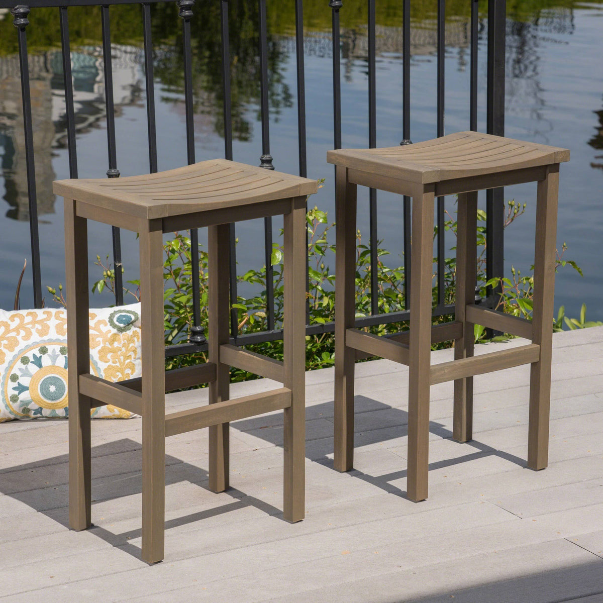 30 inch Acacia Wood Barstools Set of 2 Y45840