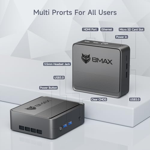 Mini PC, Fanless Intel N4000, 8GB LPDDR4 RAM, 128GB eMMC, WiFi5, HDMI, VGA, 4K HD, Dual WiFi, BT4.2 K245180