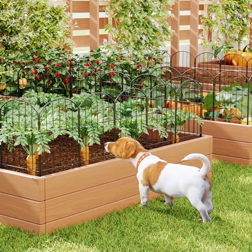 Black 10ft x 24in Rustproof Metal Garden Fence, 10 Pcs W8088