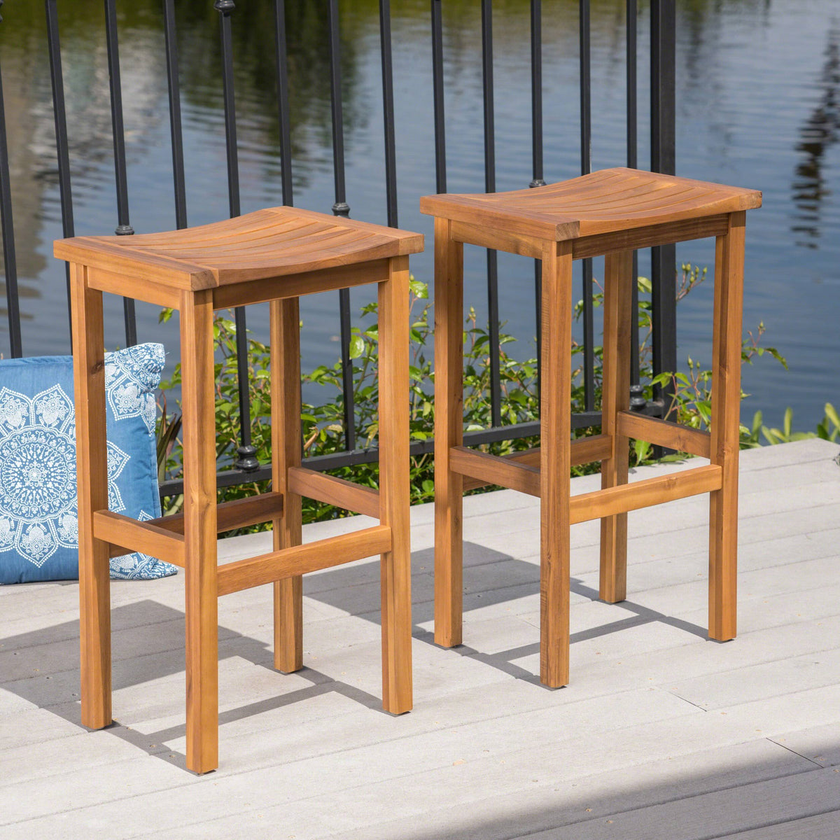 30 inch Acacia Wood Barstools Set of 2 Y45840