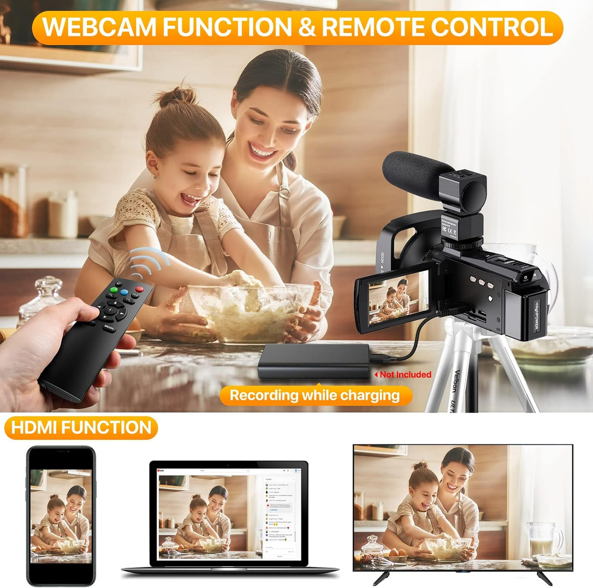 4K UHD Video Camera with Microphone and Stabilizer S6688