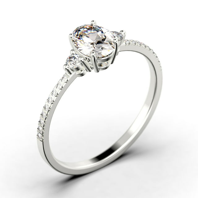 14K White Gold 3 Stone Ring I7905