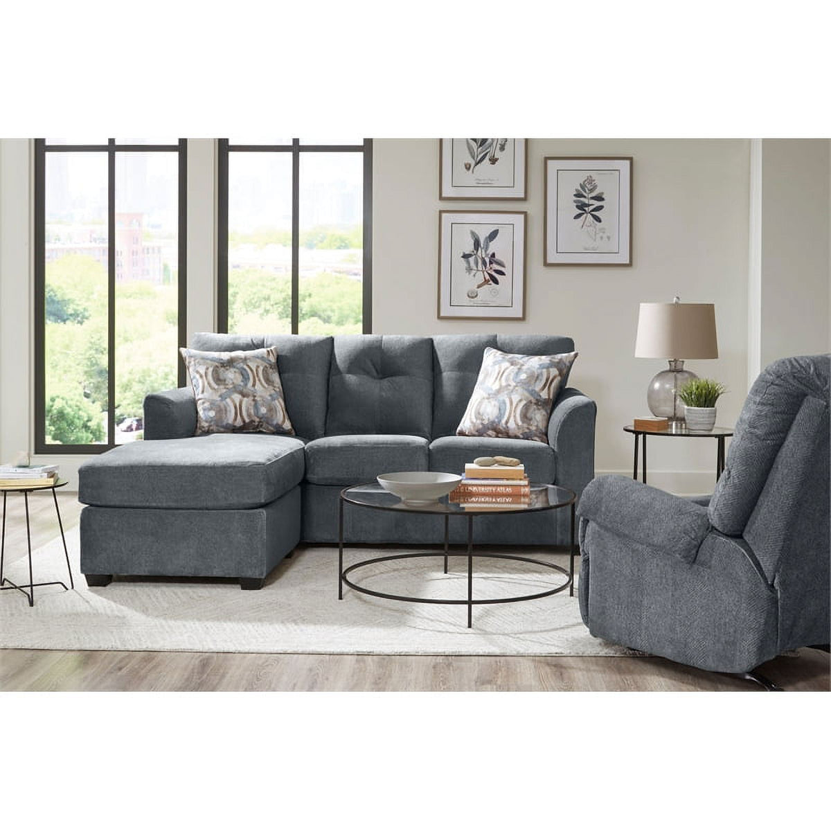 Charcoal Sofa Chaise H712