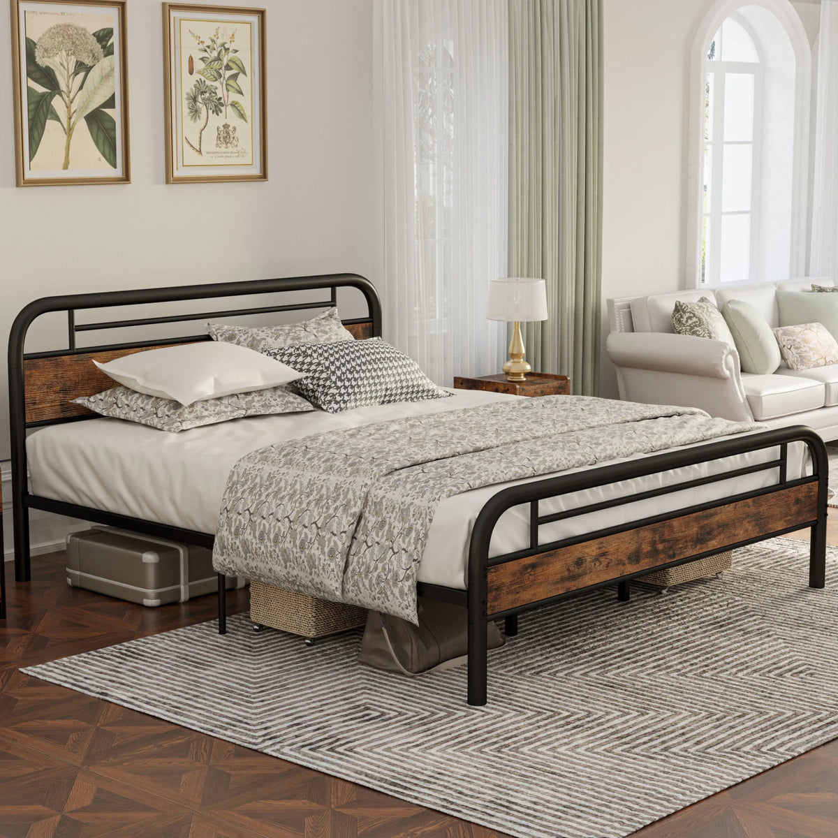 King Platform Bed Frame with Headboard Q75171