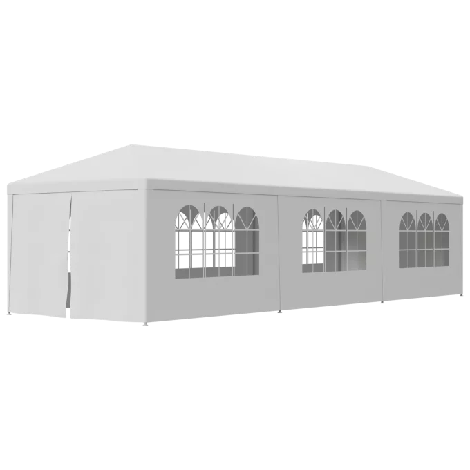 10'x30' White Outdoor Gazebo Canopy Tent with 8 Removable Walls I971