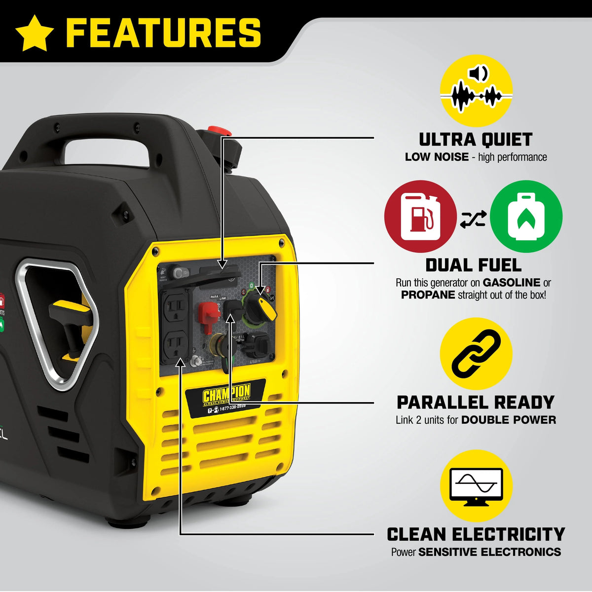 2000 Watt Dual Fuel Inverter Generator B922