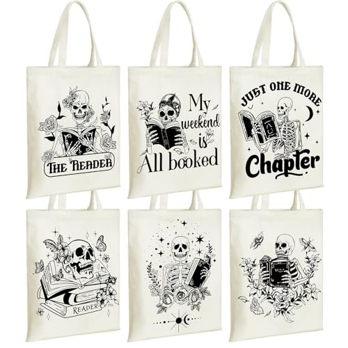 6 Pcs Canvas Book Totes Bags U809
