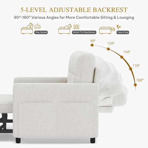 Grey 3-in-1 Convertible Sofa Bed with Pull-Out Bed I687