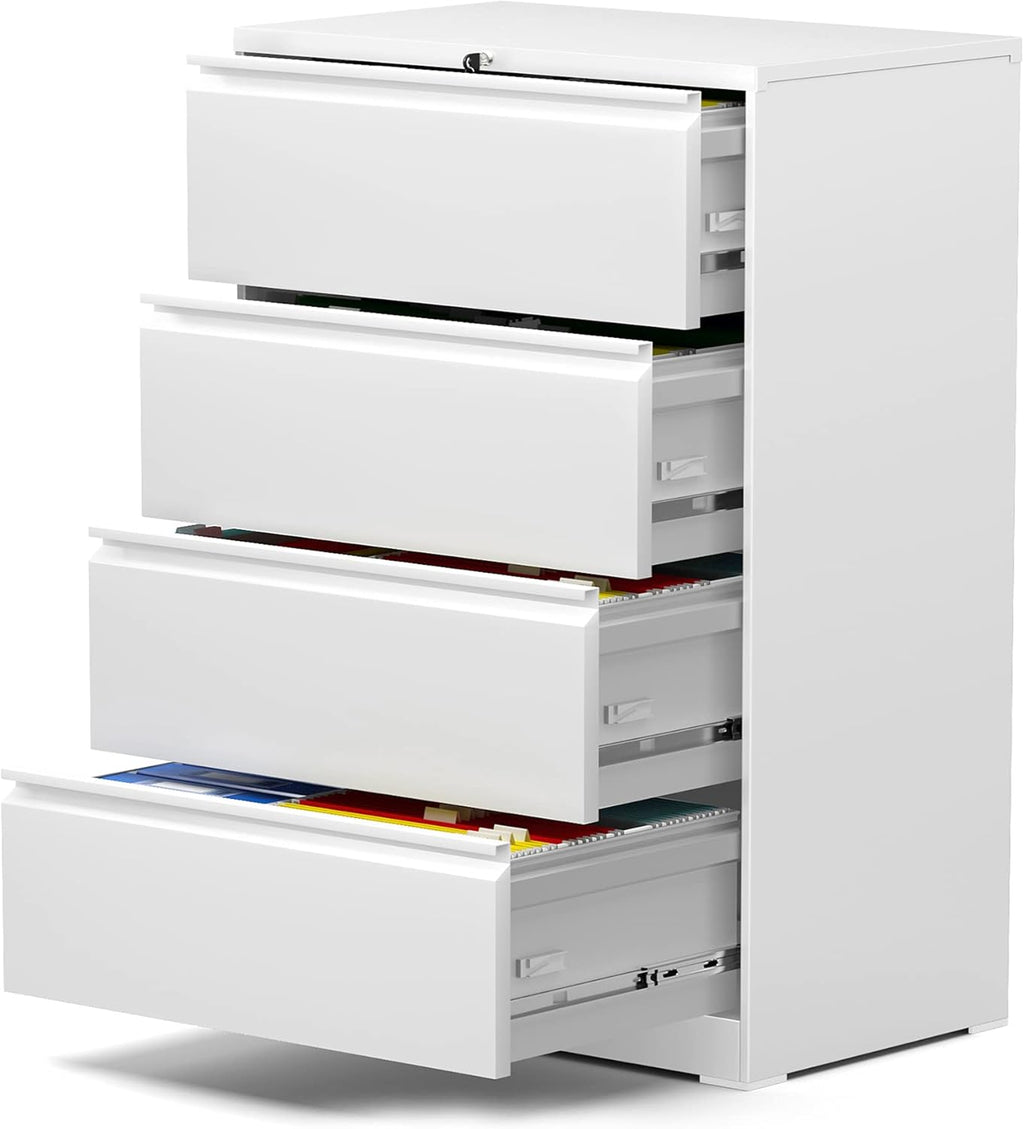White 4 Drawer Metal Locking File Cabinet A9963