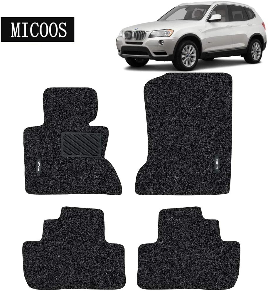 Compatible with Car Floor Mat Carpet for BMW X3 (2003-2010) E83, All Weather Heavy Duty Floor Mat Set Waterproof Stain-Resistant (Black) O237