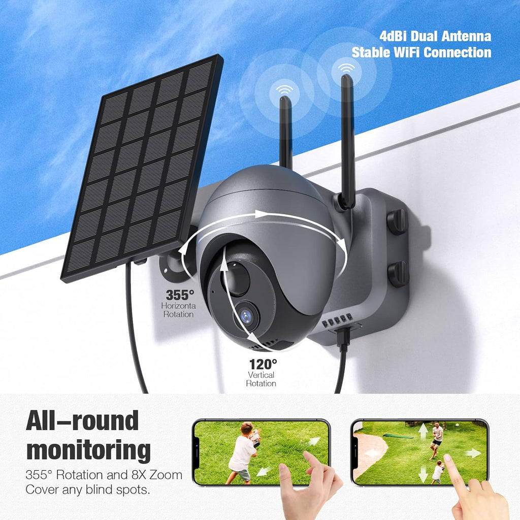 1080P Solar Powered Wireless Outdoor Security Camera with Night Vision V713311