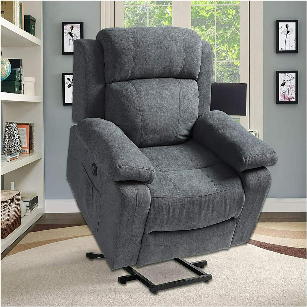 Grey Linen Electric Power Lift Recliner Sofa with Remote Control T73943