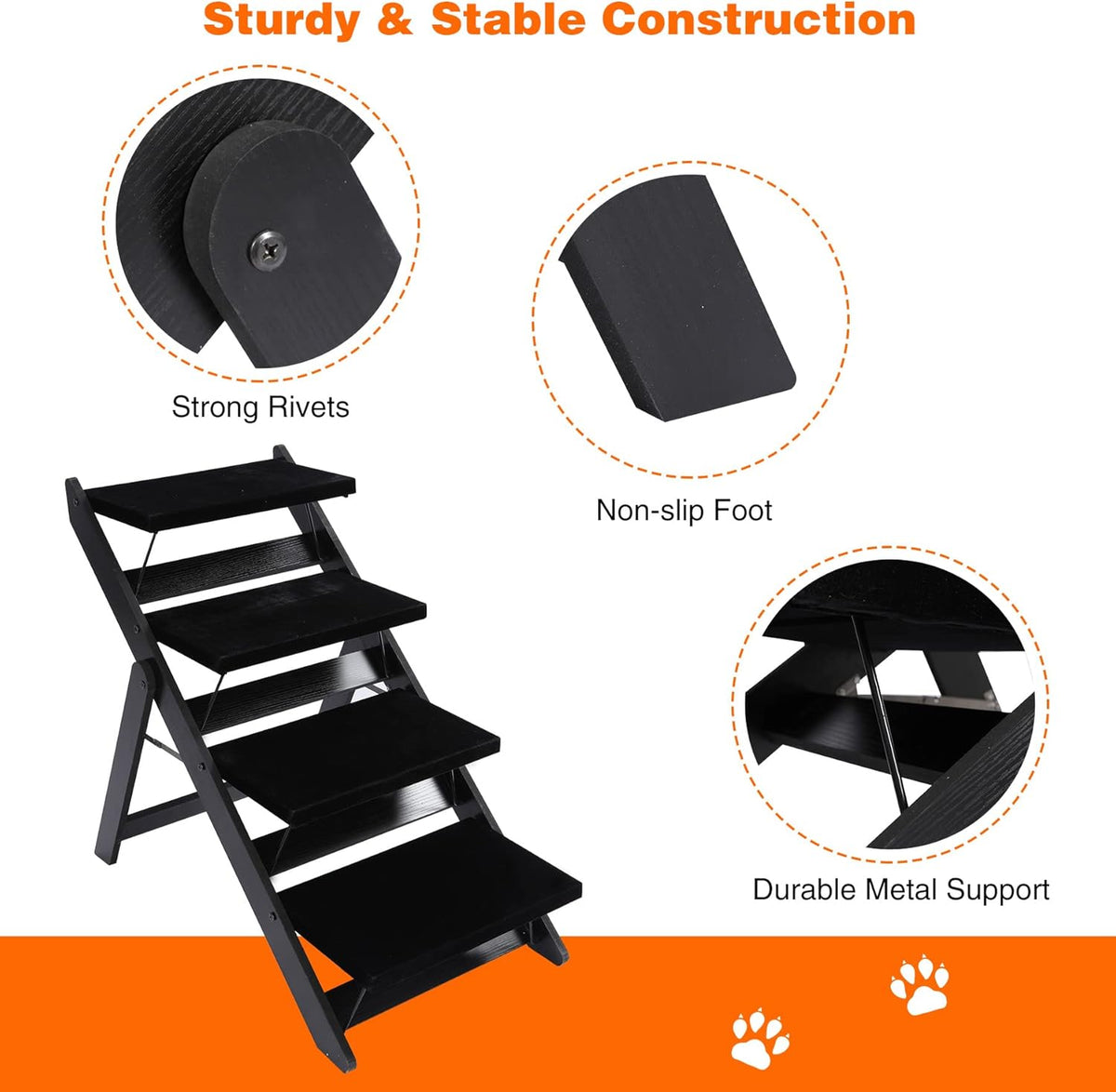 Wooden 2-in-1 Foldable Pet Steps, Pack of 2 D517