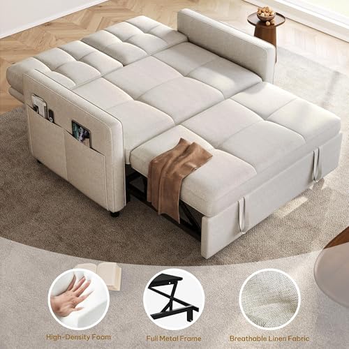 Grey 3-in-1 Convertible Sofa Bed with Pull-Out Bed I687