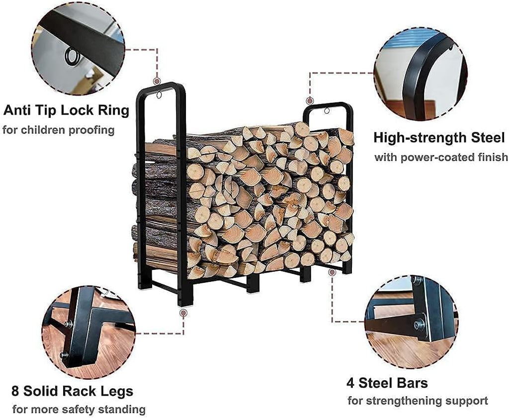 Black 4ft Outdoor Firewood Rack I50520