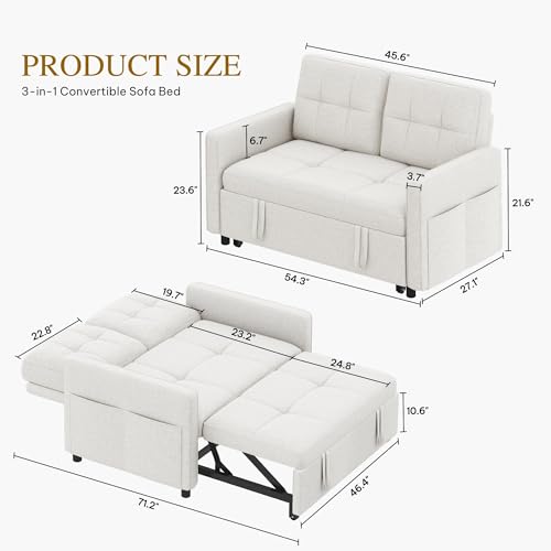Grey 3-in-1 Convertible Sofa Bed with Pull-Out Bed I687