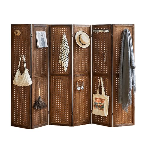 5.6Ft Wooden Pegboard Room Divider S49062