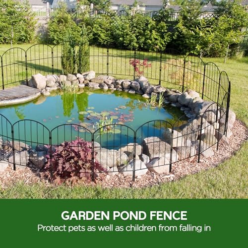 Black 10ft x 24in Rustproof Metal Garden Fence, 10 Pcs W8088