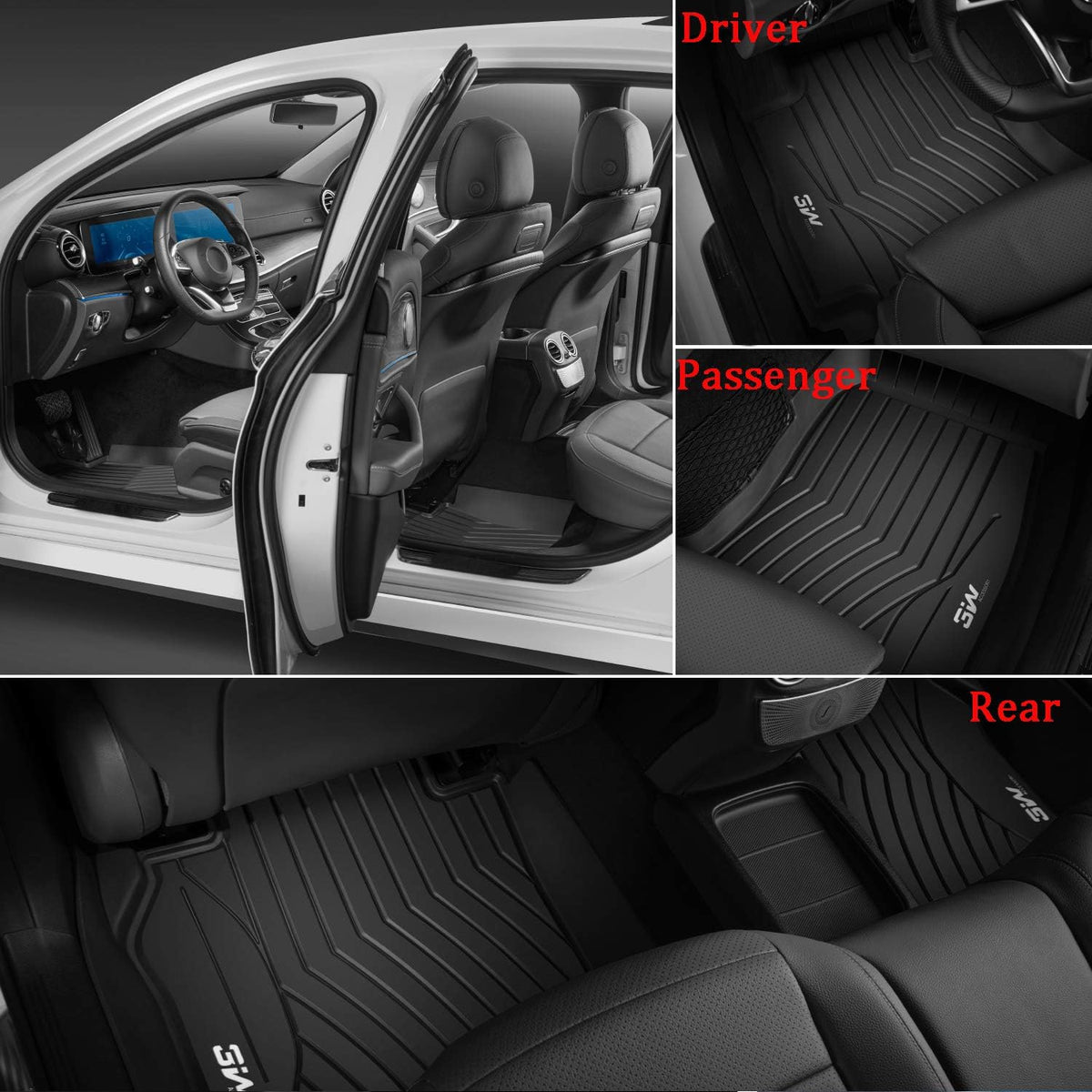 TPE All Weather Custom Fit Floor Mats Black Full Set H7986