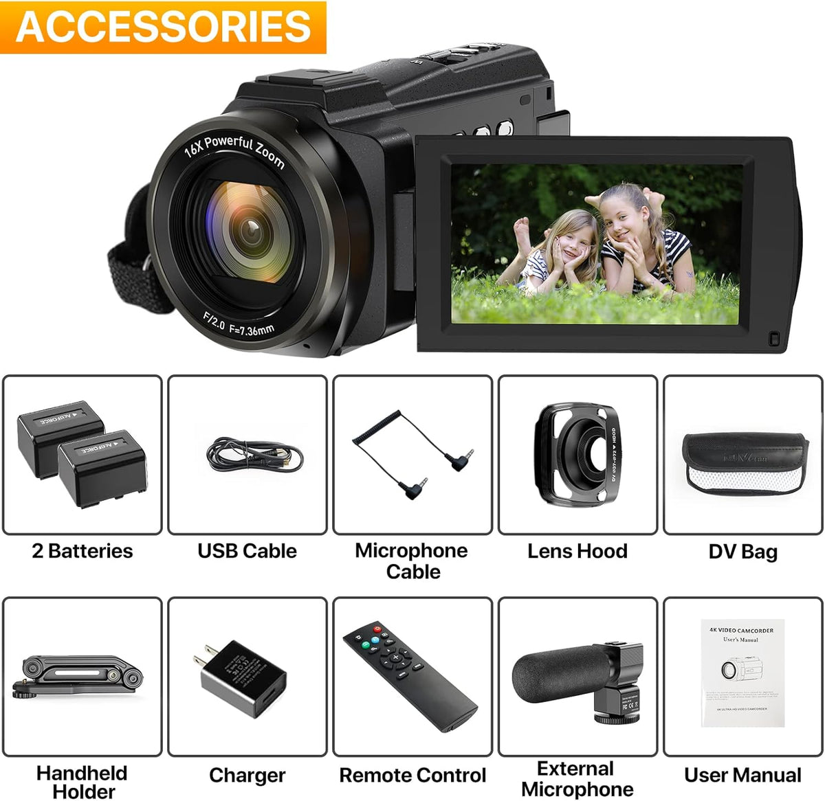 4K UHD Video Camera with Microphone and Stabilizer S6688