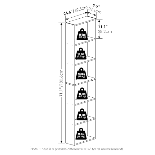 White 6-Tier Open Storage Bookcase U808379