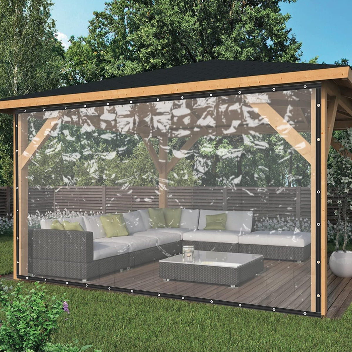 8×20FT Clear PVC Waterproof Tarp Curtain D80624