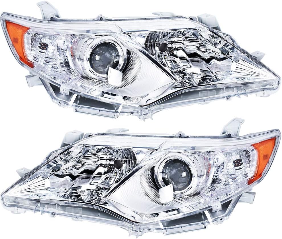 2012 2013 2014 Toyota Camry Headlights Assembly ABS Plastic Housing Polycarbonate Lens Projector Headlamps Left+Right Chrome X671033