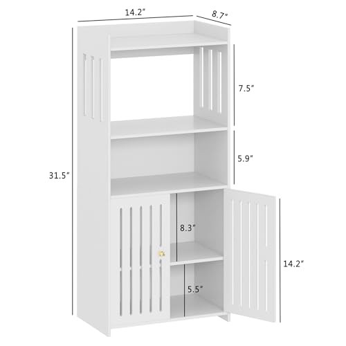 White 4-Tier Small Floor Cabinet with Door B12103