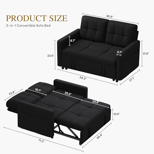 Grey 3-in-1 Convertible Sofa Bed with Pull-Out Bed I687