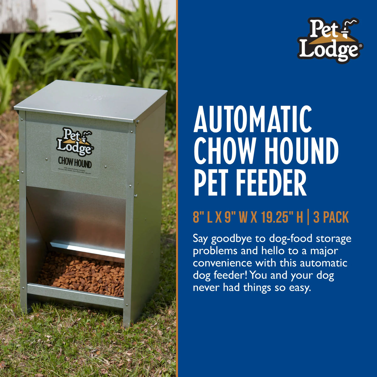 25 Pound Automatic Steel Dog Feeder (3 Pack) Z63039