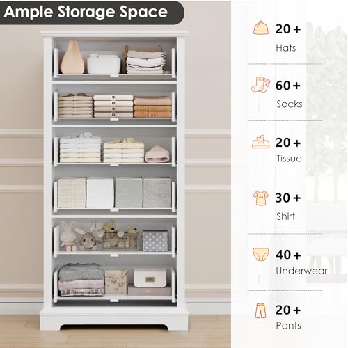 6 Drawer Tall Wood Dresser C814