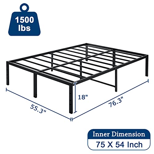 Black 18 Inch Tall Cal King Metal Platform Bed Frame V54997