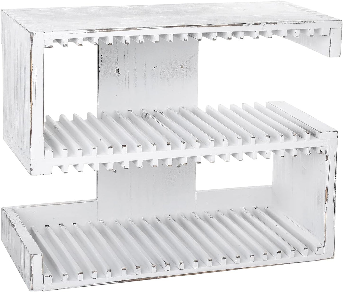 2-Tier White Solid Wood Wall Mounted CD Storage Rack Z98111