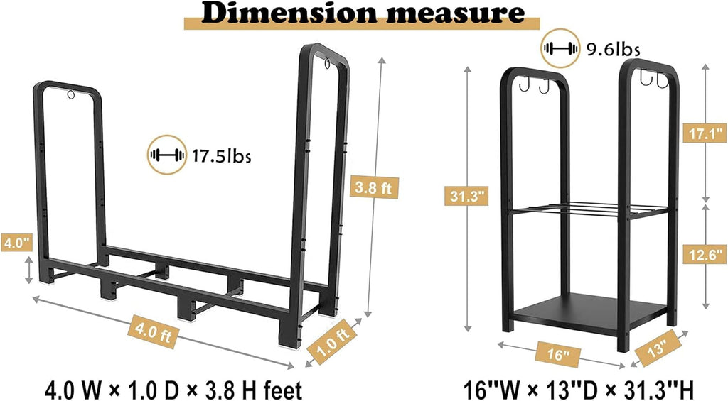 Black 4ft Outdoor Firewood Rack I50520