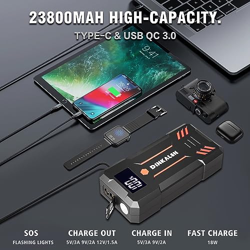 Car Battery Jump Starter 3000A Portable 12V Jump Starter with Jumper Cables and LED Lights Y345742