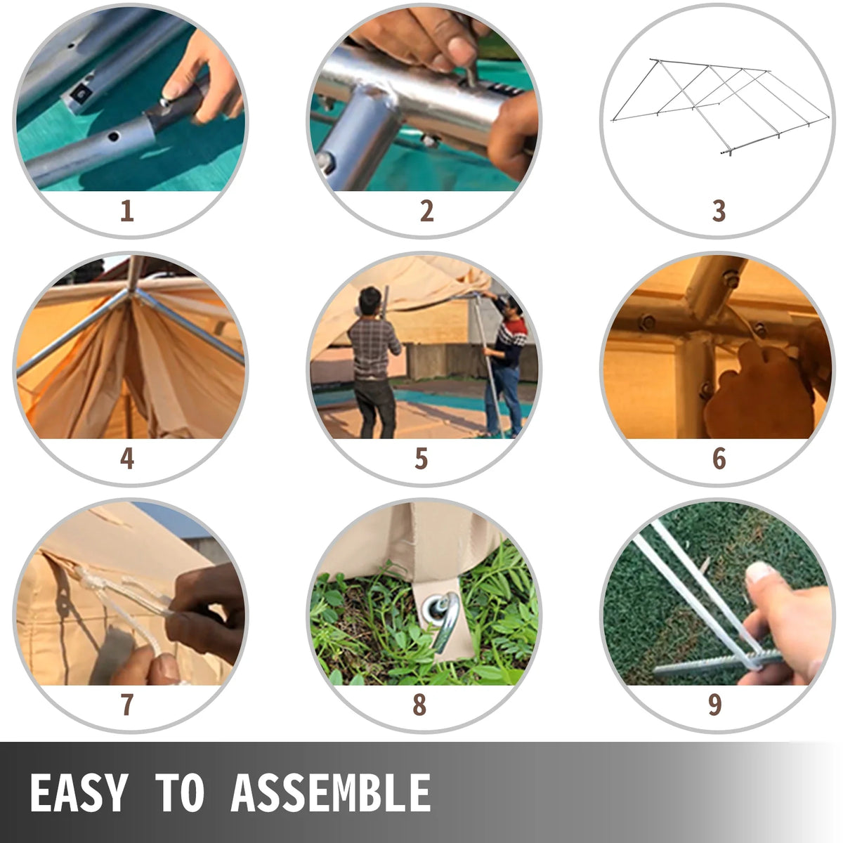 Canvas Wall Tent 10x12ft with PVC Storm Flap Waterproof with Stove Hole E94511