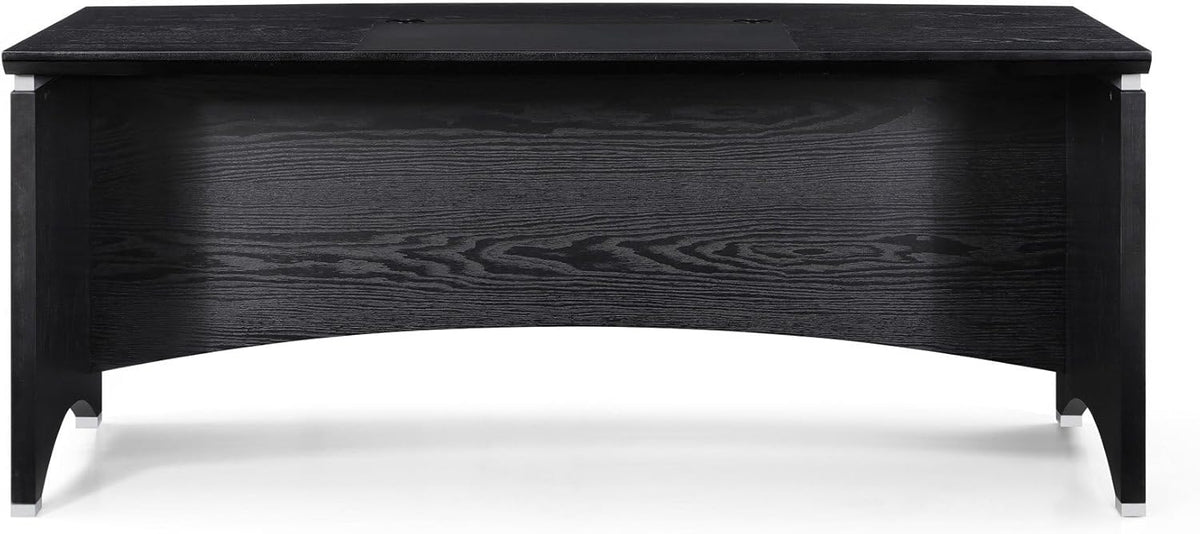 Black Oak Wood Desk with Leather Writing Pad F599098