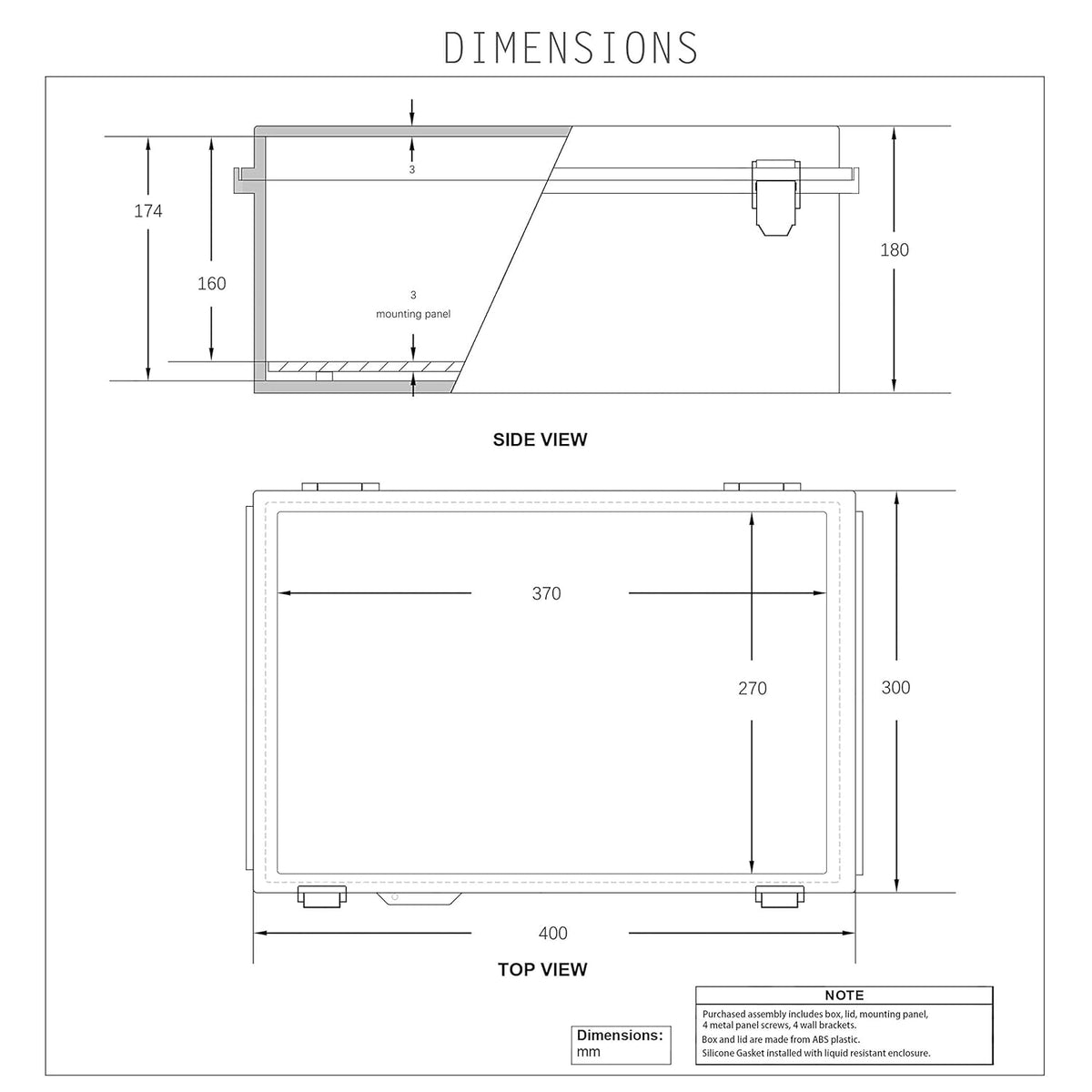 IP67 Waterproof Hinged Cover Plastic Junction Box with Mounting Plate 400×300×180mm E47121