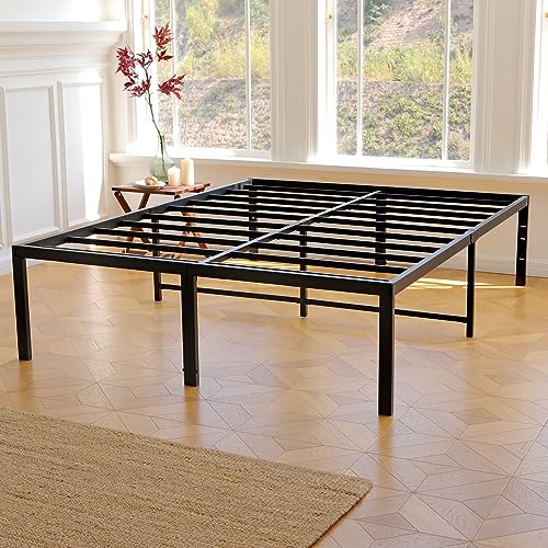 Black 18 Inch Tall Cal King Metal Platform Bed Frame V54997