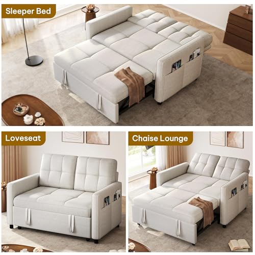 Grey 3-in-1 Convertible Sofa Bed with Pull-Out Bed I687